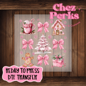 Pink Christmas Tree Ginger Bread Collage DTF TRANSFER